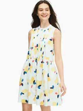 Kate Spade women M lemon zest shirt dress fresh white festival vacation summer